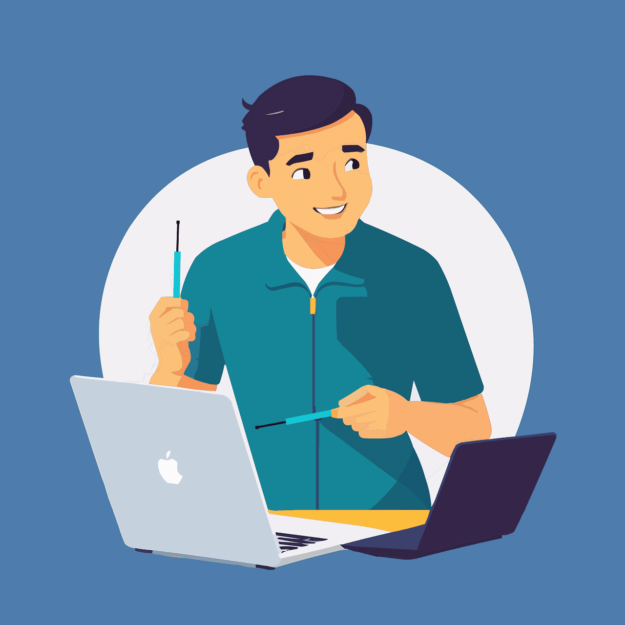 6-Helpful-Tips-to-Troubleshoot-Common-Business-Network-Issuespng | ALCON DTS: Austin, TX Best Managed IT Support Services Free man laptop computer vector